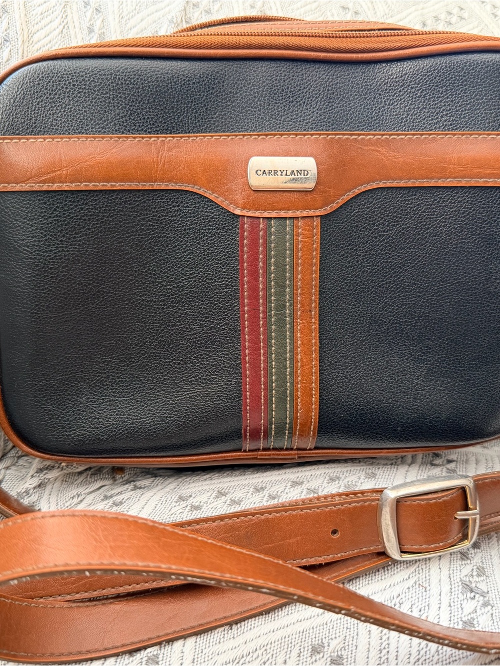 Carryland Women's Black and Brown faux Leather-Trim Crossbody Travel Bag
